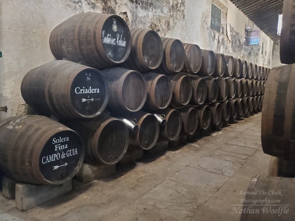 Barrels at Bodegas Gutierrez Colosia in Cadiz, Spain